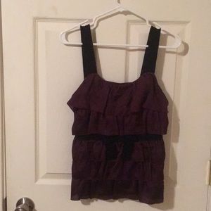 Tiered ruffle tank top with bow detail